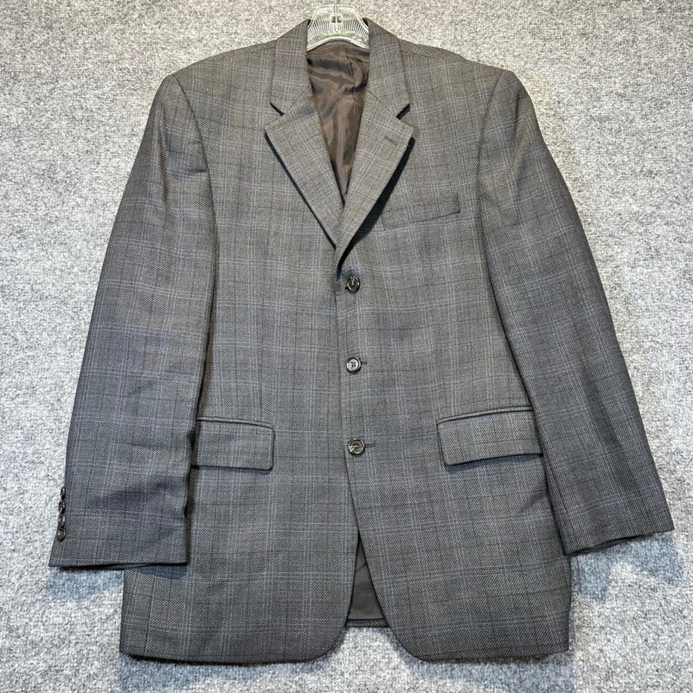 Lauren Ralph Lauren Blazer Mens 44R Grey Glen Plaid Wool Sport Coat Classic